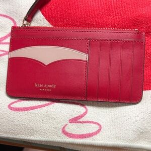 (NWT) Kate Spade Red and Pink - Large Slim Card Holder (hot chili)
